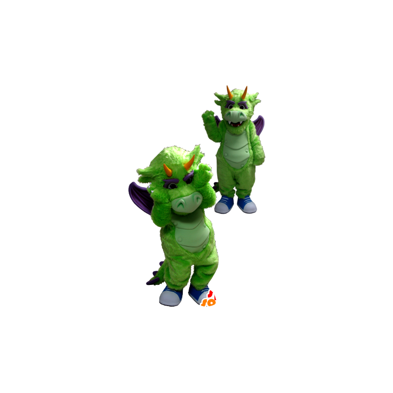 Green and purple dragon mascot - MASFR20346 - Dragon mascot