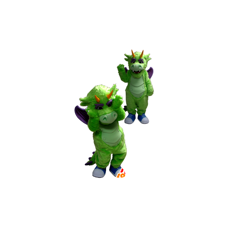 Mascotte de dragon vert et violet - MASFR20346 - Mascotte de dragon