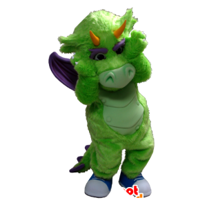 Grön och lila drakmaskot - Spotsound maskot