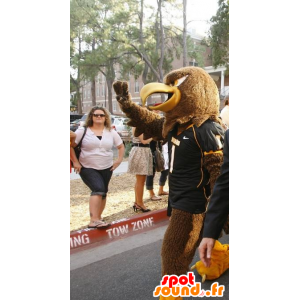 Marrone e giallo aquila mascotte - MASFR20347 - Mascotte degli uccelli