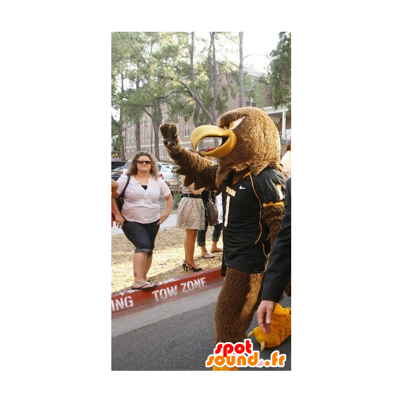 Mascotte d'aigle marron et jaune - MASFR20347 - Mascotte d'oiseaux