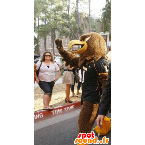 Mascotte d'aigle marron et jaune - MASFR20347 - Mascotte d'oiseaux