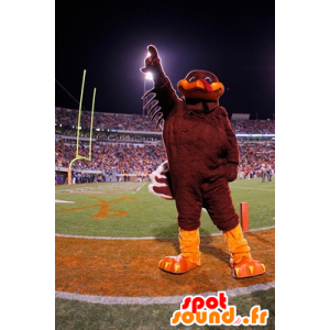Bruin kalkoen mascotte en oranje - MASFR20349 - Mascot Hens - Hanen - Kippen