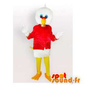 Mascot uccello gigante bianco con una maglietta rossa - MASFR006409 - Mascotte degli uccelli