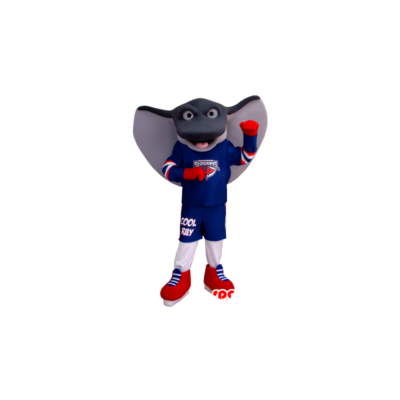 Mascot giant stingray, gray and white, in sportswear - MASFR20350 - Sports mascot