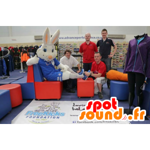 Hvit kanin maskot, kledd i bear - MASFR20355 - Mascot kaniner