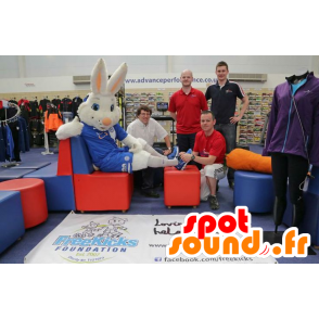 Hvit kanin maskot, kledd i bear - MASFR20355 - Mascot kaniner