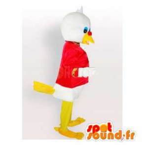 Mascotte reusachtige witte vogel met een rood shirt - MASFR006409 - Mascot vogels