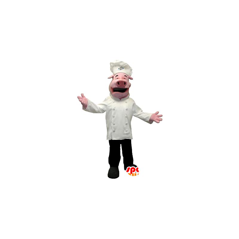 Mascotte de cochon en tenue de chef cuisinier - MASFR20356 - Mascottes Cochon
