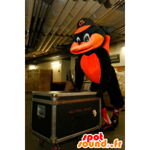 Czarny i pomarańczowy kruk maskotka - MASFR20359 - ptaki Mascot