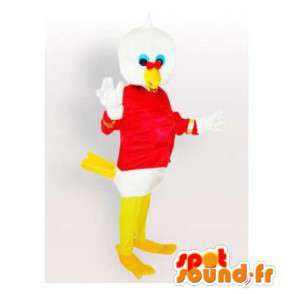 Maskotka olbrzymi biały ptak z czerwonej koszulce - MASFR006409 - ptaki Mascot