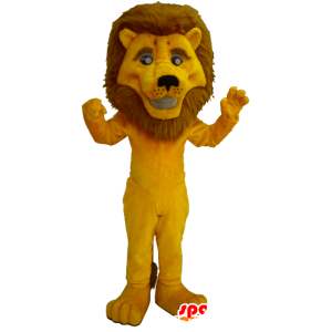 Gul løve maskot med en stor manke - Spotsound maskot kostume
