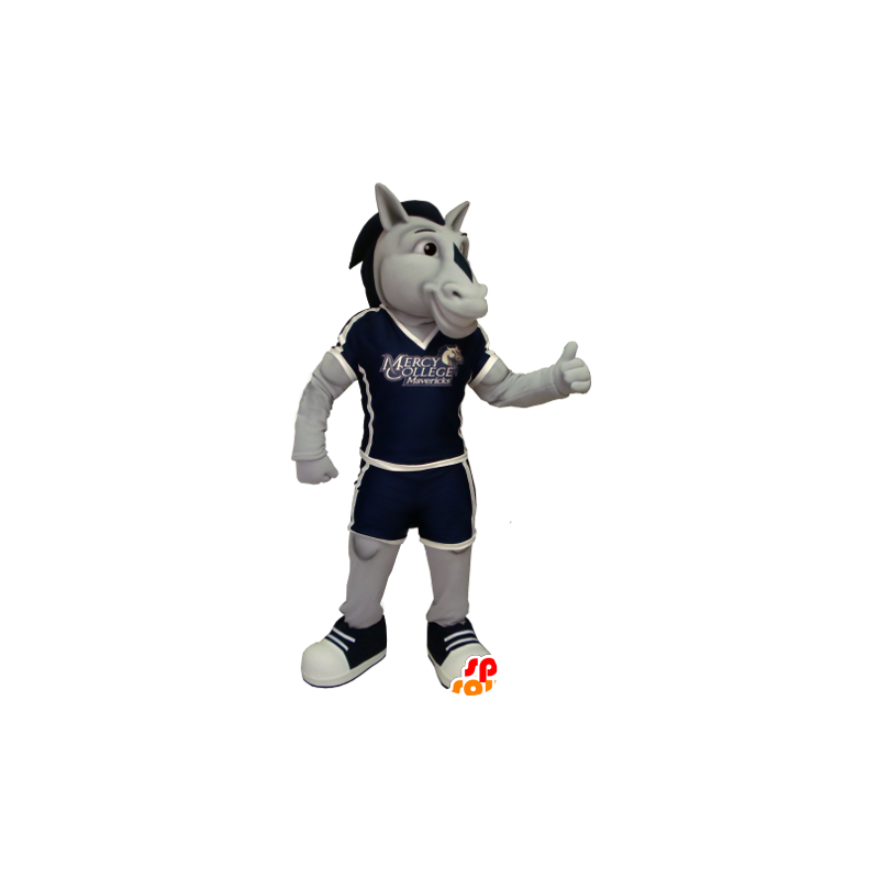 Grå og sort hestemaskot - Spotsound maskot kostume Grå og sort hestemaskot - Spotsound maskot kostume