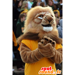 Brown lion mascot with a big mane - MASFR20371 - Lion mascots