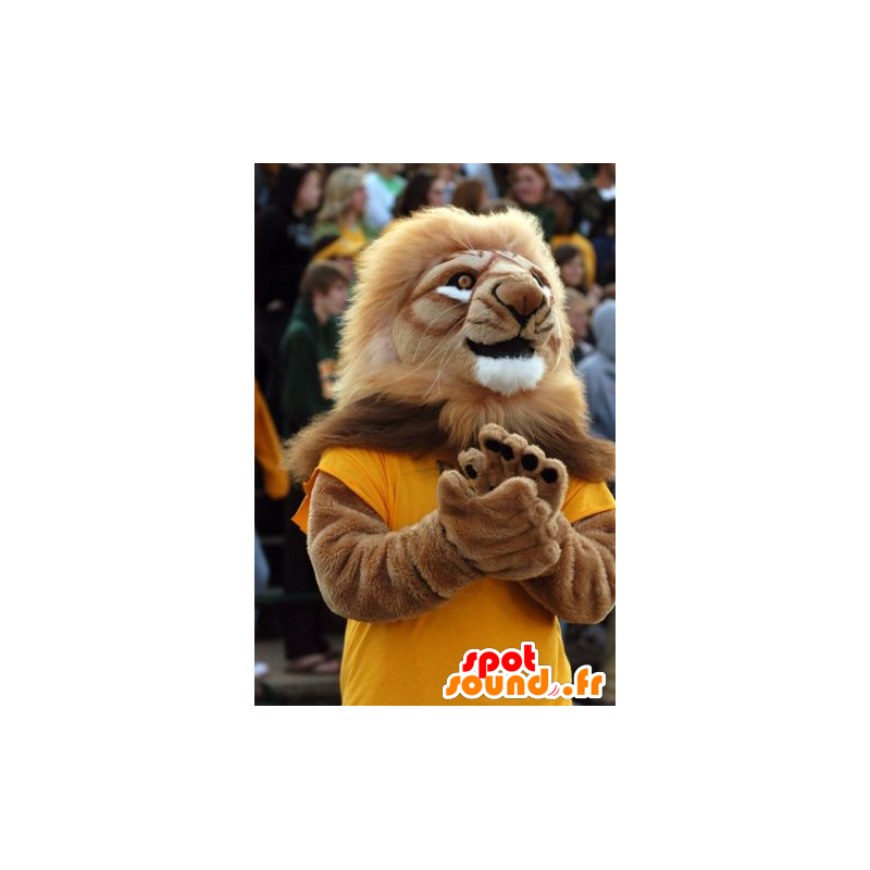 Brown lion mascot with a big mane - MASFR20371 - Lion mascots Brown lion mascot with a big mane - MASFR20371 - Lion mascots