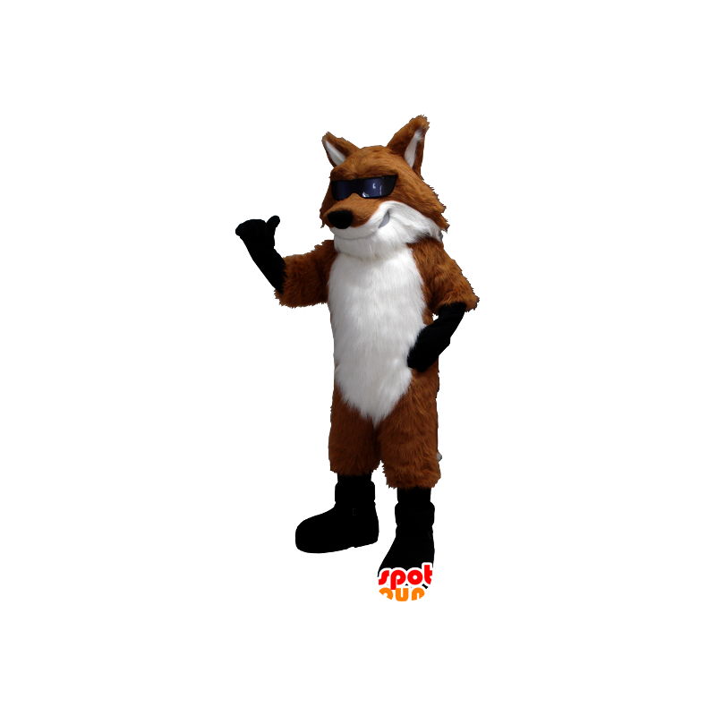 Fox mascot orange, white and black with glasses - MASFR20372 - Mascots Fox