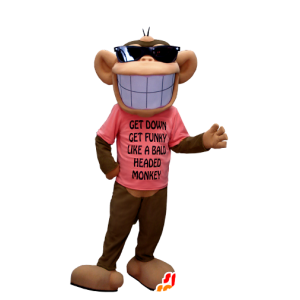 Marrom e mascote macaco bege, com um largo sorriso - MASFR20373 - macaco Mascotes