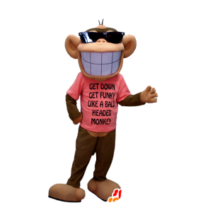 Hnědé a béžové opice maskot, s širokým úsměvem - MASFR20373 - Monkey Maskoti