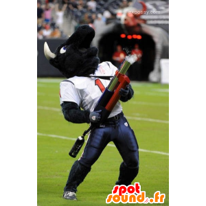 Bufalo nera mascotte vestita di football americano - MASFR20374 - Mascotte sport