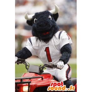 Bufalo nera mascotte vestita di football americano - MASFR20374 - Mascotte sport