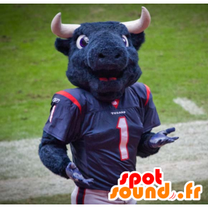 Bufalo nera mascotte vestita di football americano - MASFR20374 - Mascotte sport