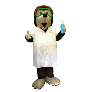 Scientific mascot dog, brown and beige blouse - MASFR20375 - Dog mascots