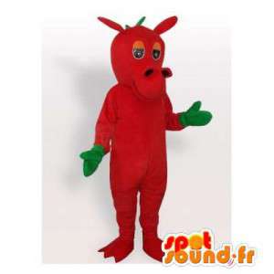 Mascotte de dragon rouge et vert. Costume de dragon - MASFR006410 - Mascotte de dragon