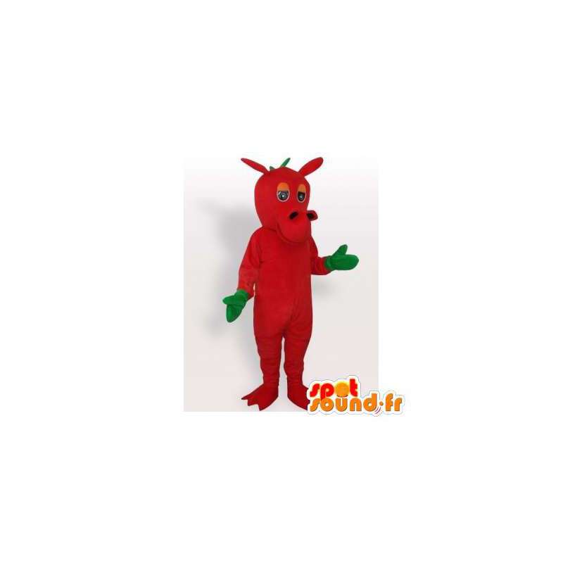 Mascotte de dragon rouge et vert. Costume de dragon - MASFR006410 - Mascotte de dragon