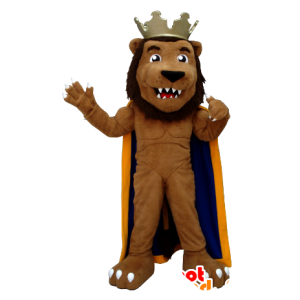 Løve maskot, kledd i kongens - MASFR20379 - Lion Maskoter