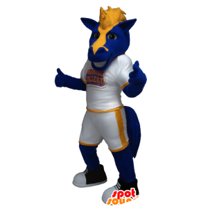 Blå og gul hestemaskot - Spotsound maskot kostume