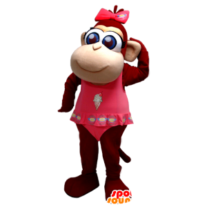 Mascotte de joli singe marron aux yeux bleus - MASFR20384 - Mascottes Singe