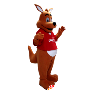 Anaranjado y blanco de la mascota canguro con una camisa roja - MASFR20386 - Mascotas de canguro