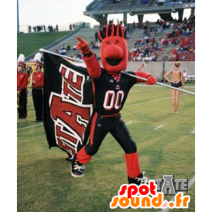 Mascot rød og svart mann med hår stående - MASFR20389 - Ikke-klassifiserte Mascots