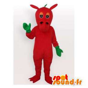 Mascot drago rosso e verde. Drago costume - MASFR006410 - Mascotte drago