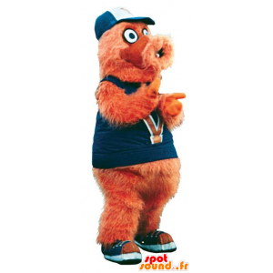 Hairy man mascot, orange yeti - MASFR20397 - Mascots unclassified