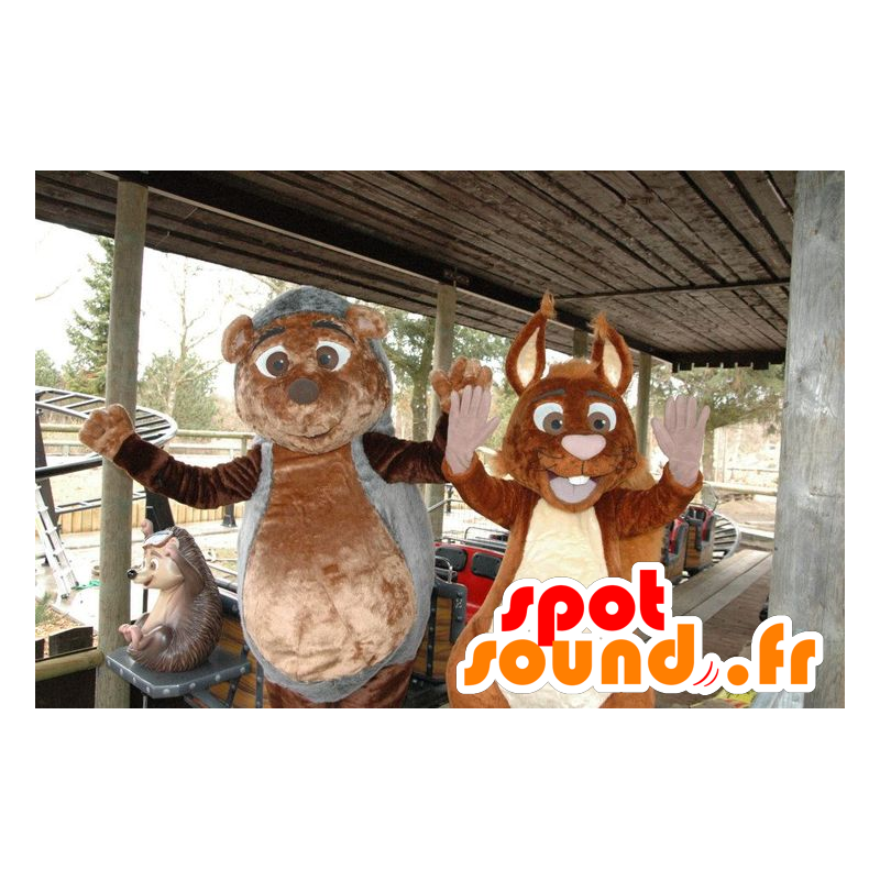Pindsvin og egern maskotter - Spotsound maskot kostume Pindsvin og egern maskotter - Spotsound maskot kostume
