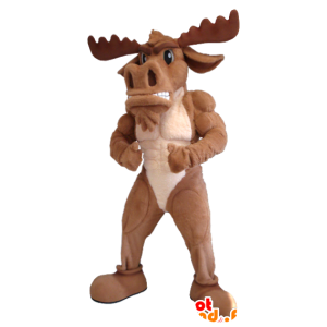 Mascotte d'élan, de caribou marron - MASFR20401 - Animaux de la forêt