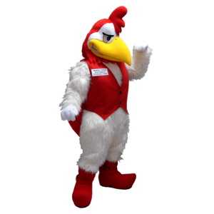 Witte en rode haan mascotte - MASFR20402 - Mascot Hens - Hanen - Kippen