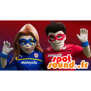 Mascotes casal de super-heróis - MASFR20405 - super-herói mascote