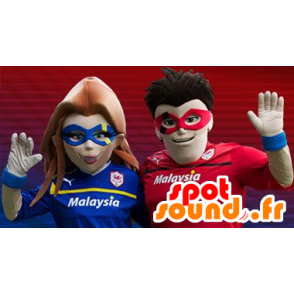 Superhero couple Mascots - MASFR20405 - Superhero mascot