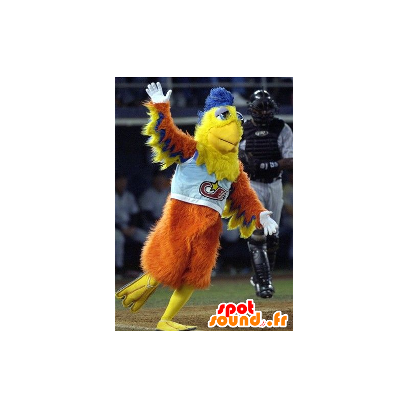 Bird mascot orange, yellow and blue - MASFR20410 - Mascot of birds