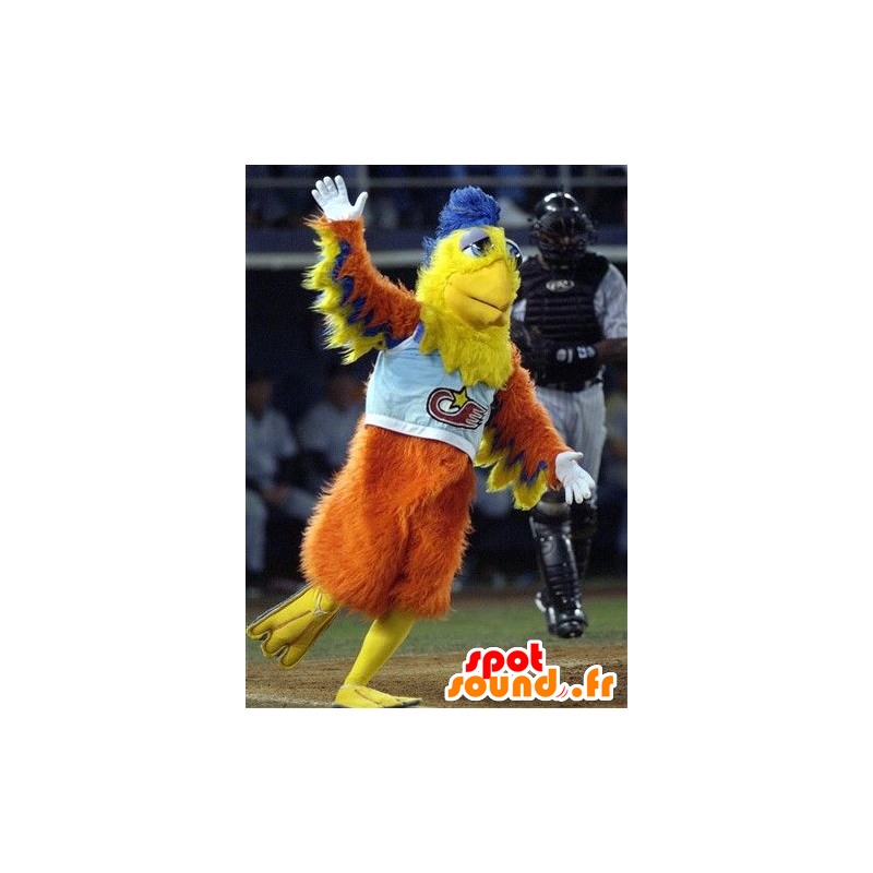 Mascot oranje vogel, geel en blauw - MASFR20410 - Mascot vogels