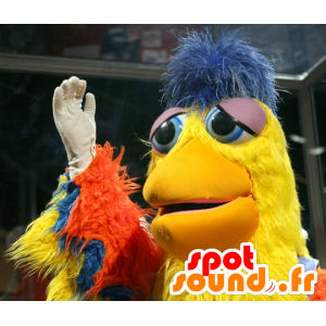 Mascot oranje vogel, geel en blauw - MASFR20410 - Mascot vogels