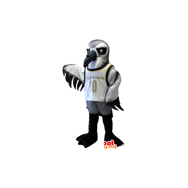 Havfuglemaskot, grå, hvid og sort - Spotsound maskot kostume
