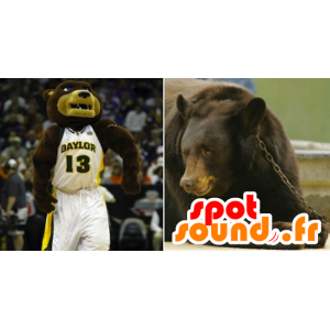 Brun og beige bjørnemaskot i sportstøj - Spotsound maskot