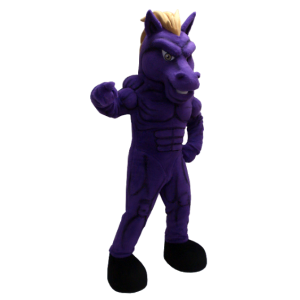 Meget muskuløs lilla hestemaskot - Spotsound maskot kostume