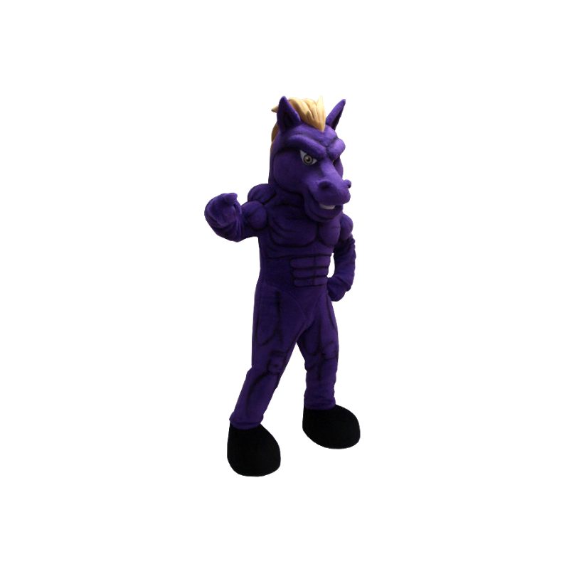 Svært muskuløs lilla hest maskot - MASFR20425 - hest maskoter Svært muskuløs lilla hest maskot - MASFR20425 - hest maskoter
