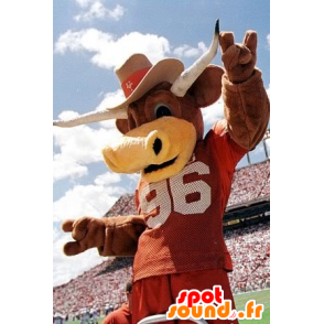 Mascote touro, vaca marrom com chifres - MASFR20426 - Mascotes vaca