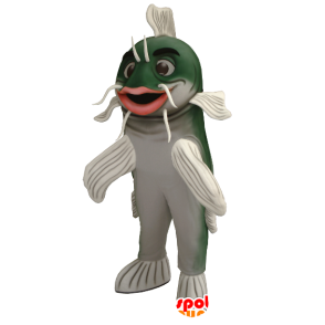 Mascotte de poisson chat, vert et blanc - MASFR20427 - Mascottes de chat