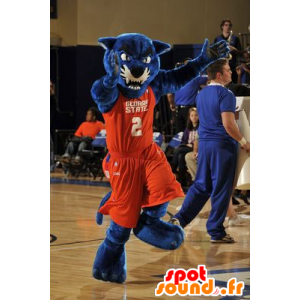 Blå panter maskot oransje sports - MASFR20428 - sport maskot